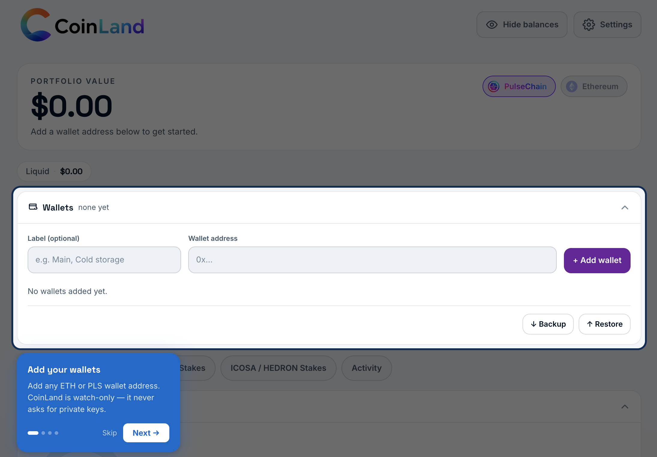Just paste any PulseChain or Ethereum address