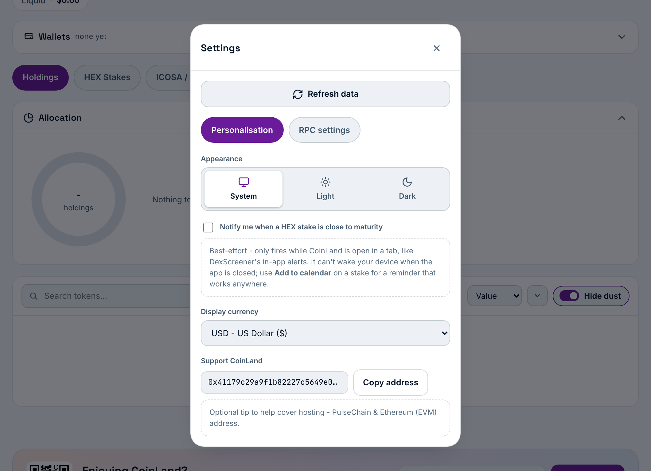 Settings -> Personalisation -> Display currency - to see your portfolio in the currency you think in
